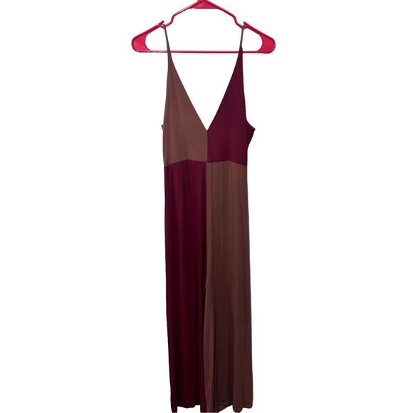 Anthropologie Twist-Front Color block Jumpsuit Red Burnt Sienna Boho XS NWT - Picture 1 of 10